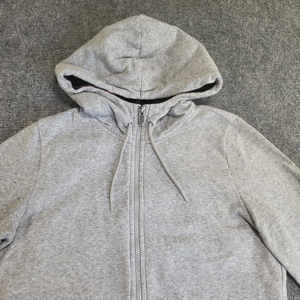 Vintage The North Face Plaid-Lined Zip-Up Heather Gray Men's Hoodie Size Medium